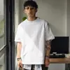Camiseta de Manga Corta de Algodón Puro de Peso Pesado 320g, Camiseta Holgada de Cuello Redondo, Estilo Blanco Moderno para Hombre