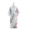 Comercio Exterior Transfronterizo Pavo Real Largo Talla Única Camisón Seda Imitación Verano Una Pieza Kimono Japonés Bata Abierta Dropshipping