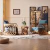 Sofá Individual Grueso de Ratán Estilo Retro Natural Estilo Wabi-Sabi Mueble de Sala de Estar Medieval para B&B Silla Sofá de Ratán Silla de Ratán Juego de Tres Piezas