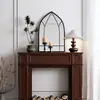 Decoração de Lareira Vintage Estilo Francês, Gabinete Lateral para Sala de Estar, Display de Fundo para Sala de Transmissão ao Vivo, Gabinete Estreito de Entrada em Nogueira, Prateleira de Armazenamento