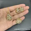 Novo Estilo Pedra Natural Triturada Forma Irregular Conjunto de Joias Incrustado Pedra Bruta Artesanal Enfeites Completos de Diamante Estilo Europeu Conjunto de Três Peças Transfronteiriço