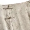 Nueva Falda Jacquard de Estilo Chino para Mujer Diseño de Mujer Nicho Hebilla Retro Dividida de Longitud Media Cintura Alta Falda de Corte A