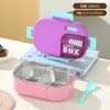 Lancheira de Aço Inoxidável Transfronteiriça Compartimento para Micro-ondas Lancheira Selada à Prova de Vazamentos Portátil Lancheira de Estudante Lancheira Infantil