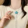 [El Solsticio de Verano Aún No Ha Llegado] Collar de Flor Tejida Estilo Ins Coreano de Moda y Sencillo para Mujer, Collar Largo Estilo Vacaciones para Mujer