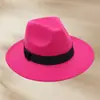 Sombrero de fieltro plano de ala corta, color liso, versátil, estilo callejero europeo y americano, lana sintética, estilo retro británico, sombrero de jazz con logotipo personalizado
