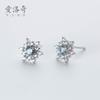 Pendientes de plata S925 para mujer, moda coreana, con diseño de copos de nieve y diamantes, pequeños pendientes navideños de invierno, E7964