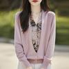Cárdigan de punto falso de dos piezas con pintura de tinta para mujer, moda de otoño, top elegante que reduce la edad, camisa básica de lana estampada de manga larga
