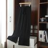Calça de Lã Branca Tricô Estreito Perna Larga Feminina Outono e Inverno Cintura Alta Solta Calças Retas Claras para Usar por Cima