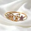 Anillo Abierto Ajustable Tilenny Estilo Ins Más Vendido Transfronterizo con Circonita para Mujer, Diseño Floral Dulce y Lindo