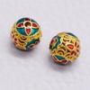 Mantra de seis palavras queimando bola oca azul cobre puro esmaltado oco contas redondas de 10mm pulseira contas miçangas contas Ruyi