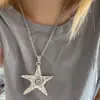 Collar Oceánico Vintage para Mujer, Cadena para Clavícula con Colgante de Estrella de Mar Luminosa Larga, Cadena Exagerada Dulce y Fresca de 70 cm para Suéter
