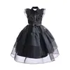 Miércoles Adams cos ropa fiesta infantil Adams un vestido negro de gasa una generación de pelo