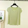 Camiseta de Verão Novo Estilo com Decote V e Manga Curta para Mulheres, Top Casual Justo ao Corpo, Camisa Fina e Versátil de Cor Sólida para Camadas