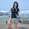 Talla grande Nuevo Bañador Sexy de Media Manga con Abertura para Mujer que Cubre el Vientre Adelgazante que Junta el Pecho Pequeño Conservador para Vacaciones en la Playa Aguas Termales
