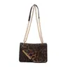 Bolso de Hombro con Estampado de Leopardo Empalmado para Mujer Casual Moderno Estético Bolso de Mano Simple 2025 Nueva Moda Cadena Bolso Cuadrado Pequeño