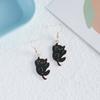Aretes de Mujer de Venta Caliente Dibujos Animados Goteo de Aceite Gatito Negro Creativos Aretes Colgantes para Novia