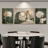 Pintura decorativa de pared de fondo para sala de estar estilo chino, verde oscuro y dorado, con grullas y bambú, con película de cristal y marco de aleación de aluminio, al por mayor
