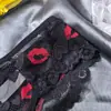 Venta Directa Europea y Americana Amazon Estampado de Labios Levanta Glúteos Delgados Bordados para Mujer Comercio Exterior Encaje Tanga Fabricante Tallas