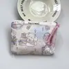 Bolsa Cosmética Linda Azul Caricatura Mini Billetera Algodón Puro Bolsa Pequeña de Tela Auriculares Lápiz Labial Bolsa de Almacenamiento Portátil