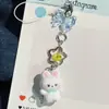 Chaveiro de Gatinho Fofo Angel Soft, Pingente de Cachorro Leiteiro, Pingente de Coelhinho Fofo com Contas, Corrente para Celular, Decoração Pendente Doce Estilo Ins