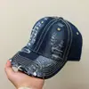 Gorra de Béisbol Lavada de Mezclilla Rota para Mujer Nueva Transfronteriza Retro Distressed Color Sólido Protección Solar Sombrero para el Sol