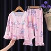 Pijamas para niños, pantalones de manga larga, primavera y otoño, dibujos animados, dulces niñas, bebés, niños medianos y grandes, traje de aire acondicionado para el hogar.