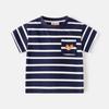 Camiseta de manga corta a rayas para niños, ropa infantil, novedad de verano 2025, ropa coreana, camiseta de media manga para niños, venta al por mayor