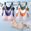 Shangpin Anxin Sujetador deportivo de una pieza de cuatro generaciones para mujer, de seda de hielo, sin costuras, sin aros, fruncido, de talla grande