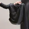 Camiseta Falsa de Dos Piezas de Manga Larga para Mujer con Sentido del Diseño para Primavera y Otoño Nuevo Estilo Color de Contraste Cuello en V Aspecto Adelgazante Top para Capas Internas