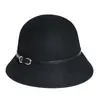 Rongmei 2026 Nuevo Sombrero Clásico Hepburn Transfronterizo con Ala Curva, Sombrero de Mezcla de Seda y Lana, Elegante Sombrero de Estilo Francés