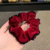 Scrunchie Novo Estilo Outono e Inverno, Prendedor de Cabelo Veludo Beads Estilo Retrô Francês, Acessório de Cabelo Elástico Alto para Rabo de Cavalo