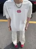 Camiseta Americana de Alta Rua com Manga Curta, Estilo Americano, Marca Chinesa Tendência para Homens com Design Bordado, Estilo Verão Novo de Nicho, Top Casual Estilo Preguiçoso, Ins