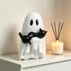 Adorno de Fantasma Resina Gato Negro Dibujo Animado Estatua Decoración de Escritorio de Halloween Regalo de Fiesta Manualidades para el Hogar Festivo