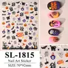 Nuevas pegatinas de Halloween para uñas con cabeza de calabaza, fantasmitas y arañas, estilo europeo y americano, pegatinas planas, pegatinas impermeables para teléfono DIY