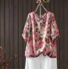 Verano Nuevo Estilo Retro Holgado Talla Grande Blusa Estampada Versátil Casual Delgada Pullover Top Venta al por Mayor