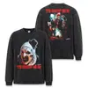 Camiseta de Manga Larga Pesada Estampada Lavada Copo de Nieve Retro Americano Transpirable Stewell Clown Top para Pareja