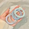 Ligas para el Cabello de Cable de Teléfono de Alta Calidad, Cuerdas para el Cabello de Lunares de Alta Elasticidad, Accesorios para el Cabello de Verano para Mujeres, Plástico Duradero sin Marcas Color Menta