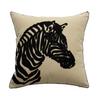 Capa de Almofada Estilo Ins Bordada para Encosto de Cabeça Luxo Leve Padrão Zebra Preto e Branco Simples Nórdico Almofada de Sofá Bordado Animal