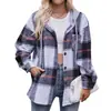 Amazon Outono e Inverno Novo Casaco Casual com Capuz da Moda Feminina Europeia e Americana Transfronteiriça Camisa Xadrez Casual de Comprimento Médio Mulheres