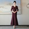 Vestido de Alta Gama para la Madre de la Novia 2025 Nuevo Estilo Boda Elegante Vestido de Cola de Pez para la Madre de la Novia Vestido con Cuentas