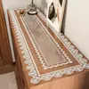 Tapete transparente de encaje para mesa lateral, mantel de vidrio suave de PVC para mueble de TV, tapete de alta gama de lujo ligero para encimera de zapatero