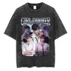 Camiseta de Algodão Lavada Retrô de Manga Curta Solta High Street Europeia e Americana Tendência de Verão para Jogos Surrounding para Homens e Mulheres