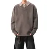 Popular Europeu Transfronteiriço Tamanho Grande Suéter de Tricô Falso Duas Peças Camisa Polo Masculina Gola V Estilo Old Money Venda por Atacado de Fábrica