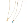 Transfronterizo Europeo y Americano Retro Nueva Entrada Lujo Nicho Cadena Ojo de Diablo Simple Palma Collar Oro Set de 2 Piezas