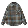 Camisa de Cuadros Vintage Qilin 2024 para Hombre, Nueva de Primavera y Otoño, Holgada, Casual, de Manga Larga, Camisa Chaqueta de Moda para Hombres y Mujeres