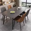 Conjunto moderno minimalista de mesa de jantar e cadeiras em rocha sinterizada, adequado para apartamentos pequenos, mesa de jantar retangular, mesa de jantar de luxo leve, conjunto completo de móveis