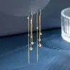 Brinco de Fio com Contas de Transferência em Ouro Rosé 18K com Longa Franja para Mulheres 2020 Estilo Quente de Celebridade da Internet Brincos para Mulheres Coreia