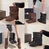 Botas de Motociclista de Cano Médio, Botas Novas e Estilosas com Pregas, Botas Pretas Femininas Outono e Inverno 2025