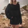 Camiseta Sexy de Renda Transparente de Manga Longa Estilo Europeu e Americano, Cobertura da Marca Trendy de Alta Qualidade com Proteção Solar, Caimento Solto, Top Interno Emagrecedor