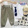 Pantalones Casuales Bordados con Letras para Niños 2026 Otoño Nuevo Estilo Pantalones Sueltos de Estilo Coreano Modernos para Niños Mayores